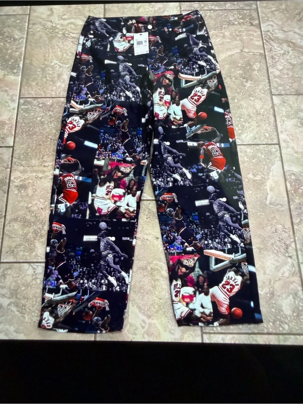 Jordan Flight Heritage All Over Photo Print Pants Mens 34 Black IQ5238-010 NEW